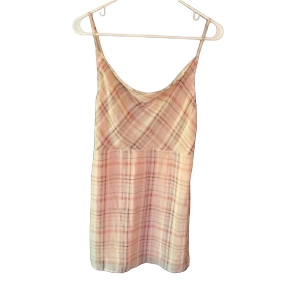 Etophe Studios Mini Dress Beige Plaid Sleeveless Cowl - Picture 1 of 6